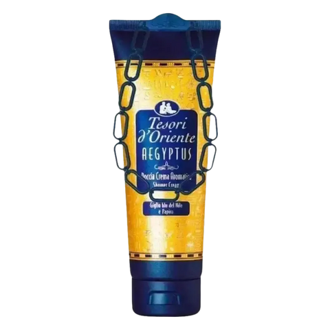 Tesori d'Oriente Aegyptus douchegel 250ml tube with Egyptian-inspired design.