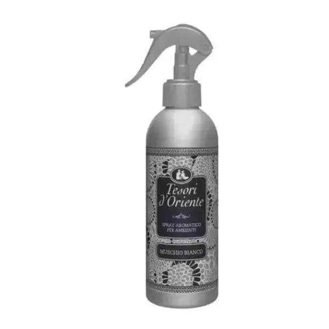 Oriente white musk kamerspray bottle with decorative label.