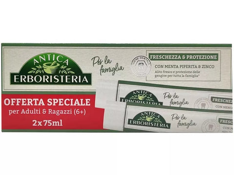 Antica erboristeria tandpasta voordeelverpakking fris en beschermend 2x75ml